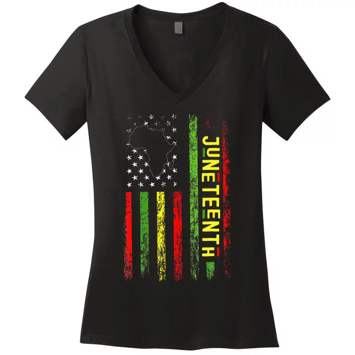 Freedom Celebrations In The 19th Century Juneteenth Flag Women's V-Neck T-Shirt