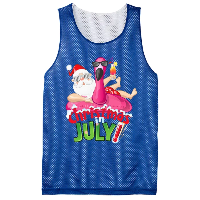 Funny Christmas In July Summer Flamingo Float Xmas Mesh Reversible Basketball Jersey Tank