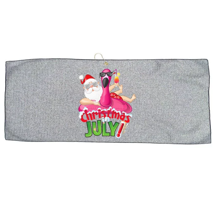 Funny Christmas In July Summer Flamingo Float Xmas Large Microfiber Waffle Golf Towel