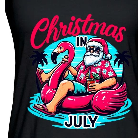 Funny Christmas In July Summer Vacation Gifts Santa Ladies Essential Flowy Tank