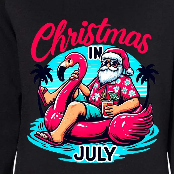 Funny Christmas In July Summer Vacation Gifts Santa Womens California Wash Sweatshirt