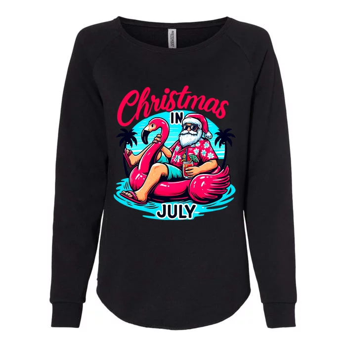 Funny Christmas In July Summer Vacation Gifts Santa Womens California Wash Sweatshirt