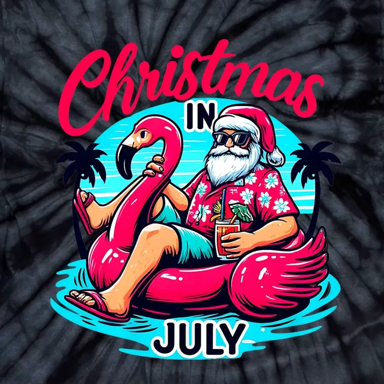 Funny Christmas In July Summer Vacation Gifts Santa Tie-Dye T-Shirt