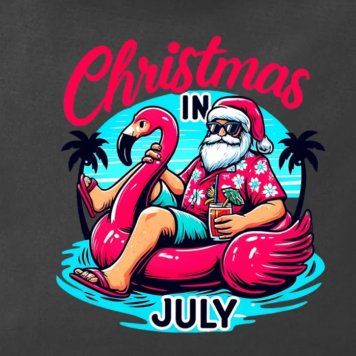 Funny Christmas In July Summer Vacation Gifts Santa Zip Tote Bag