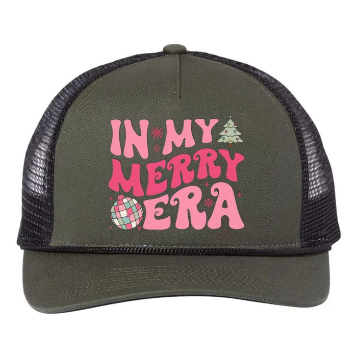 funny Christmas In My Merry Era Xmas Holiday Retro Rope Trucker Hat Cap