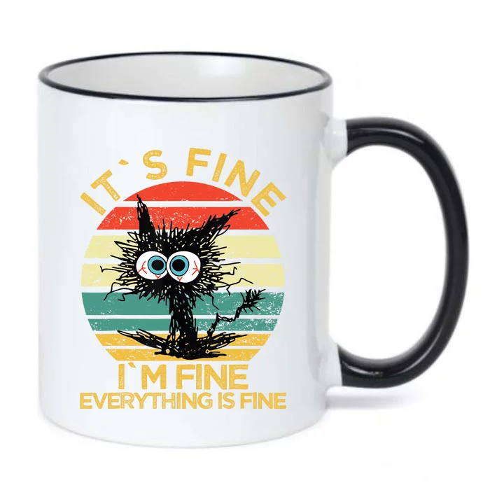 Funny Cat Its Fine Im Fine Everything Is Fine Black Cat Black Color Changing Mug