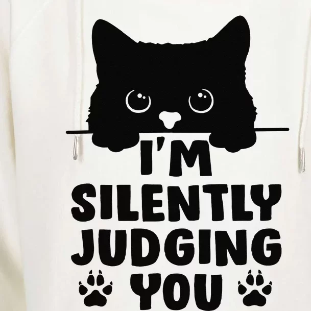 Funny Cat I'm Silently Judging You Womens Funnel Neck Pullover Hood