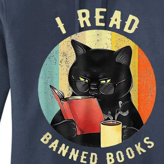 Funny Cat I Read Banned Books Bookworms Loves Reading Books Women's Pullover Hoodie