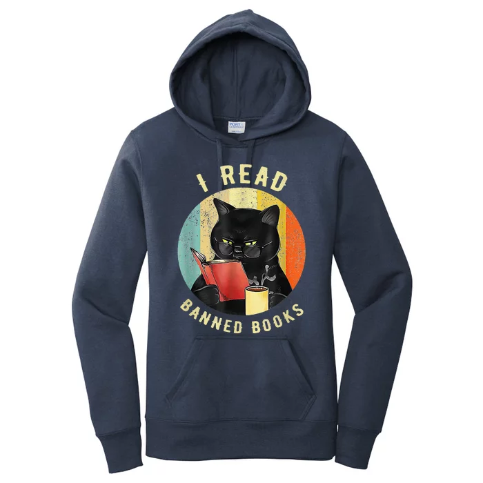 Funny Cat I Read Banned Books Bookworms Loves Reading Books Women's Pullover Hoodie