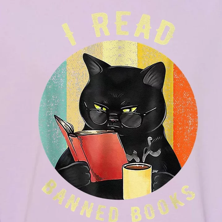 Funny Cat I Read Banned Books Bookworms Loves Reading Books Garment-Dyed Sweatshirt