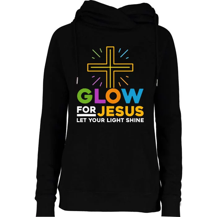 Faith Cross Illuminate Your Path with GlowFor Jesus Womens Funnel Neck Pullover Hood