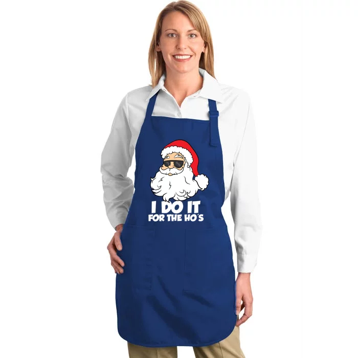 Funny Christmas I Do It For The Hos Christmas Santa Great Gift Full-Length Apron With Pocket