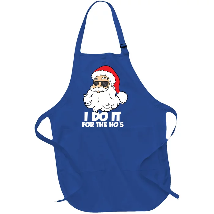 Funny Christmas I Do It For The Hos Christmas Santa Great Gift Full-Length Apron With Pocket