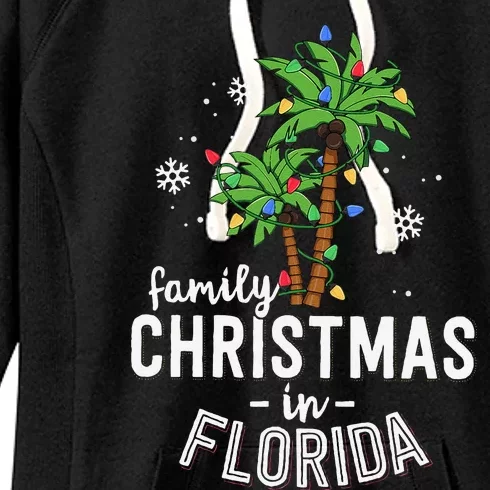 Family Christmas In Florida Palm Trees Xmas Beach Vacation Women's Fleece Hoodie