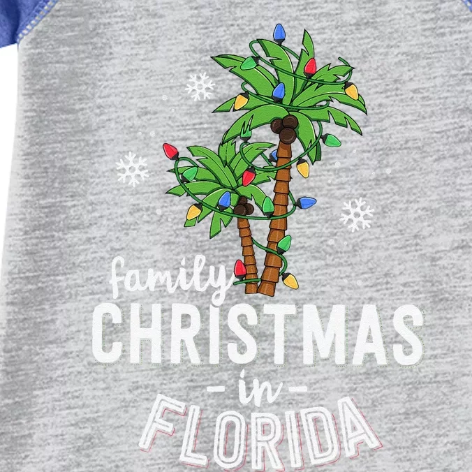 Family Christmas In Florida Palm Trees Xmas Beach Vacation Infant Baby Jersey Bodysuit