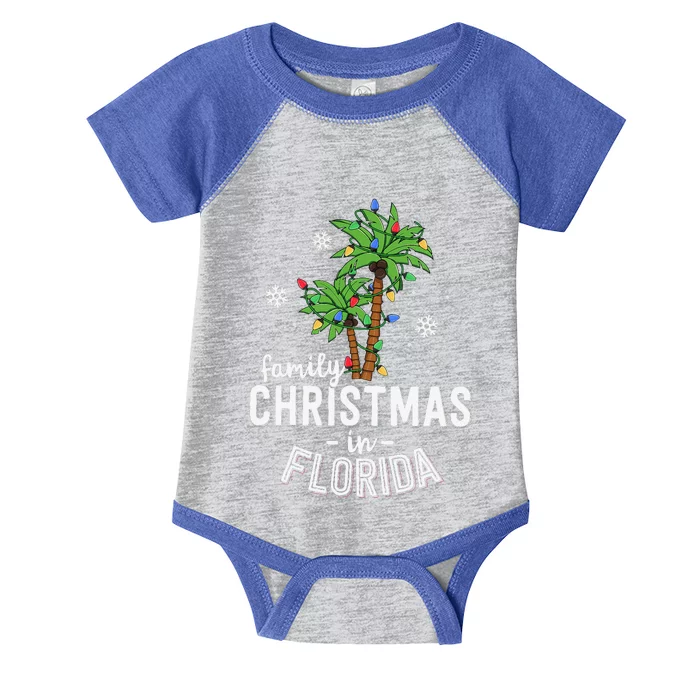 Family Christmas In Florida Palm Trees Xmas Beach Vacation Infant Baby Jersey Bodysuit