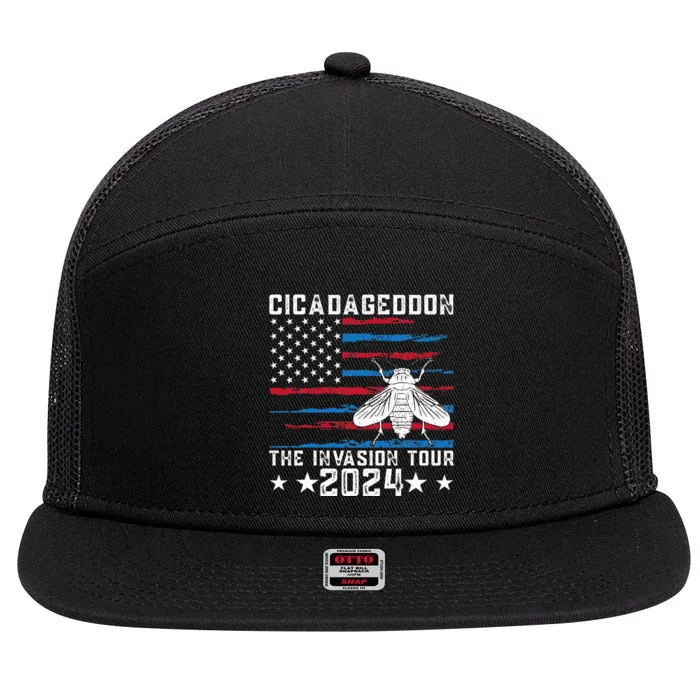 Funny Cicadageddon Invasion 2024 Cicada Event 7 Panel Mesh Trucker Snapback Hat