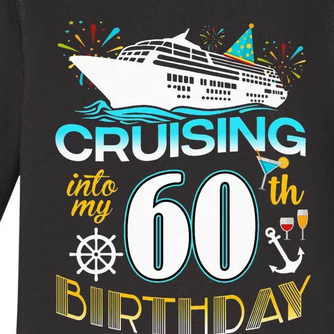 funny Cruising Into My 60 Year Old Birthday Crew Baby Long Sleeve Bodysuit