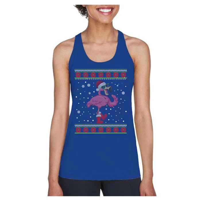 Flamingo Christmas I Want A Flamingo For Christmas Ugly Gift Women's Racerback Tank