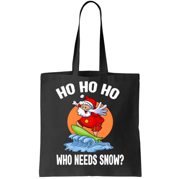 Funny Christmas In July Santa Surfing Summer Beach Vacation Tote Bag