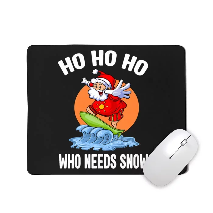 Funny Christmas In July Santa Surfing Summer Beach Vacation Mousepad