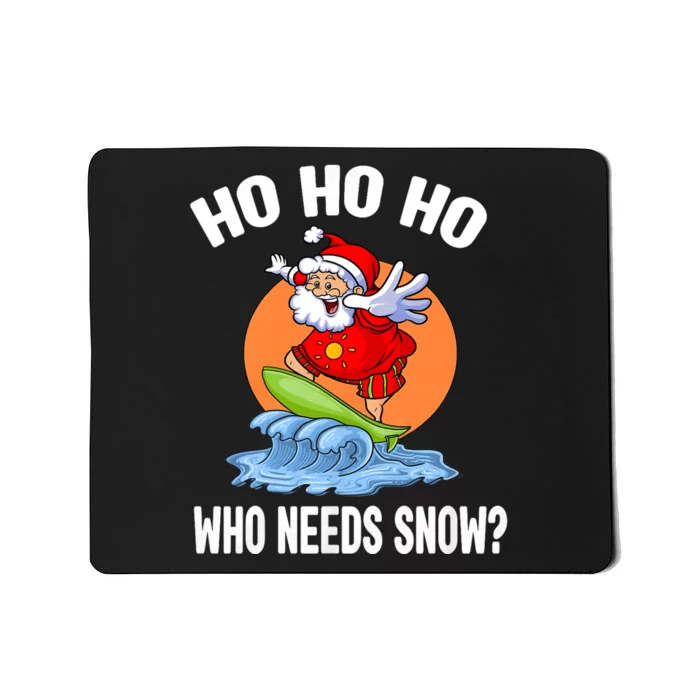 Funny Christmas In July Santa Surfing Summer Beach Vacation Mousepad