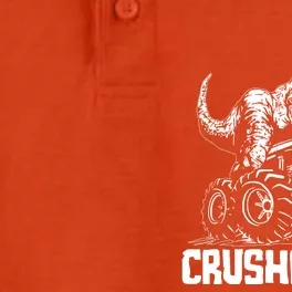 Funny Crushing It T Rex Dinosaur In Monster Truck Dry Zone Grid Performance Polo