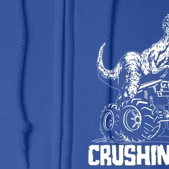 Funny Crushing It T Rex Dinosaur In Monster Truck Full Zip Hoodie