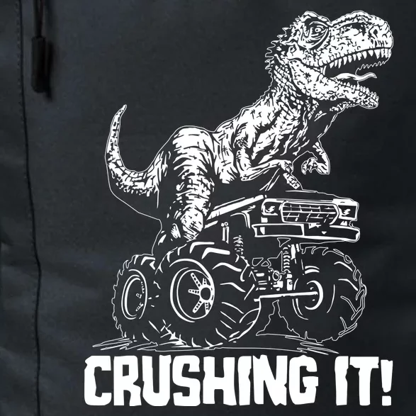 Funny Crushing It T Rex Dinosaur In Monster Truck Daily Commute Backpack