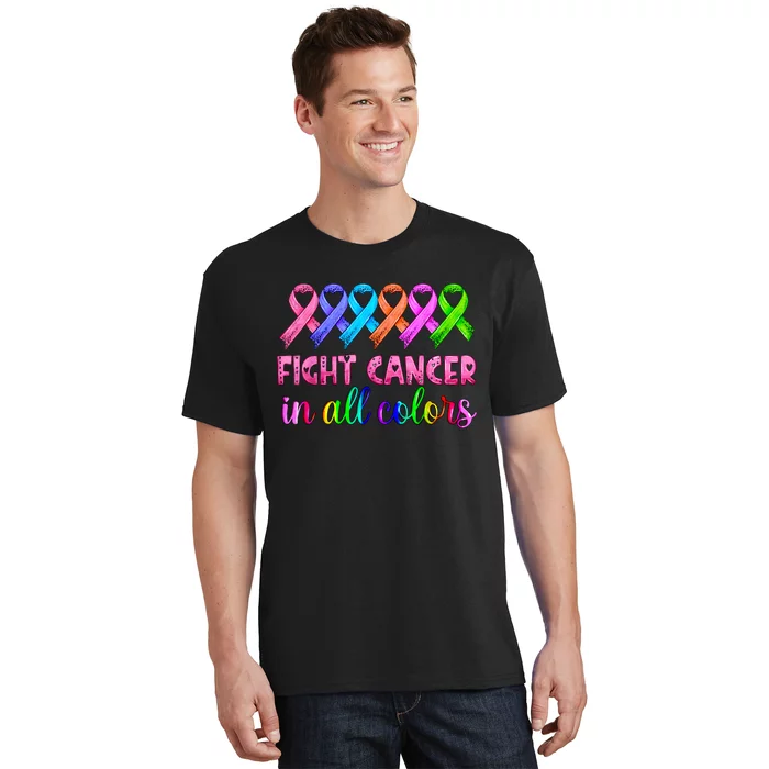 Fight Cancer In All Color Feather Breast Cancer Awareness T-Shirt