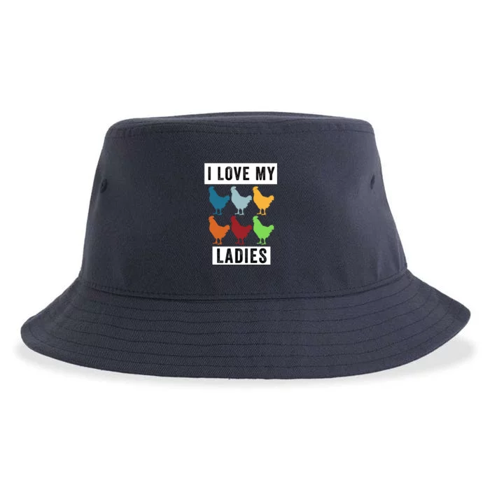 Funny Chicken I Love My Ladies, Funny Backyard Chickens Sustainable Bucket Hat