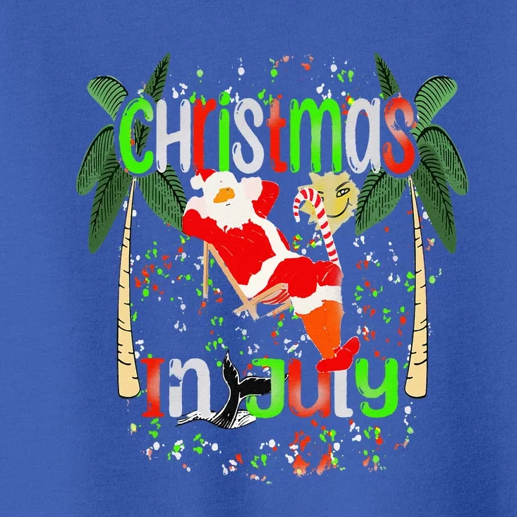 Funny Christmas In July Summer Flamingo Float Xmas Toddler T-Shirt