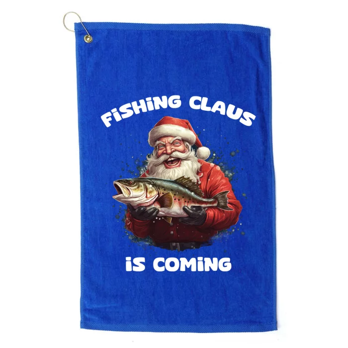 Fishing Claus Is Coming SantaS Angler Gift Platinum Collection Golf Towel