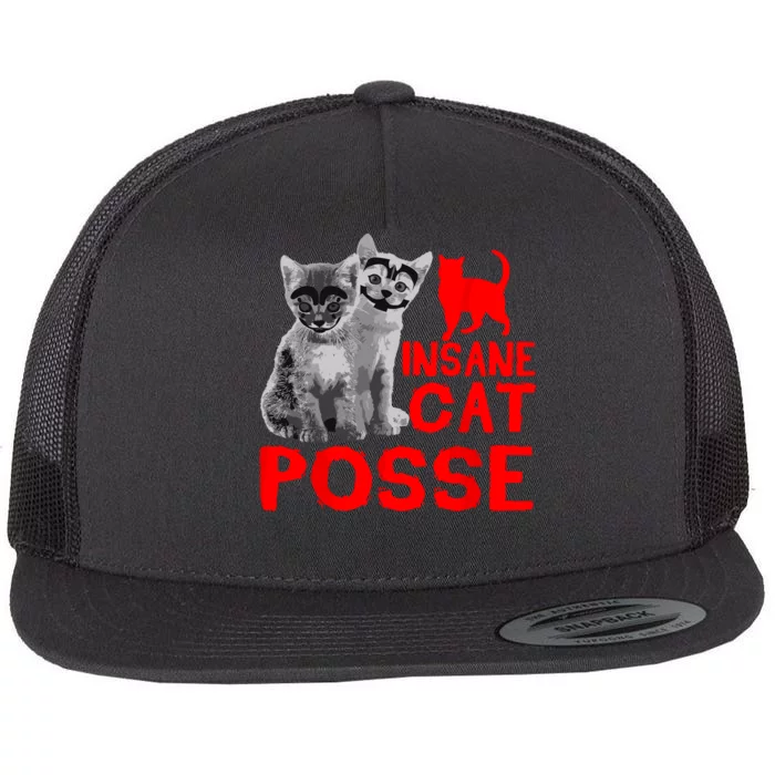 Funny Cat Insane Cat Posse Flat Bill Trucker Hat