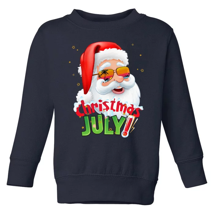 Funny Christmas in July Summer Santa Sunglasses Xmas Toddler Sweatshirt