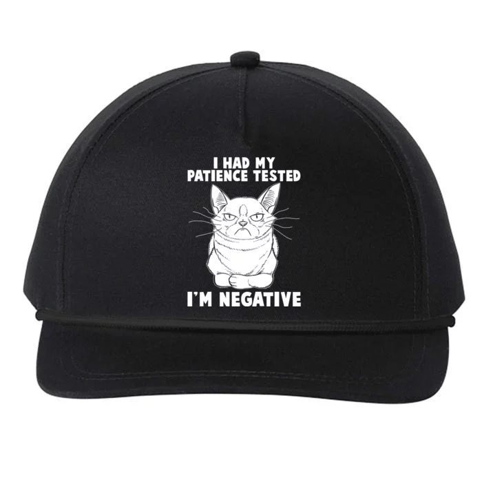 Funny Cat I Had My Patience Tested I'm Negative Snapback Five-Panel Rope Hat