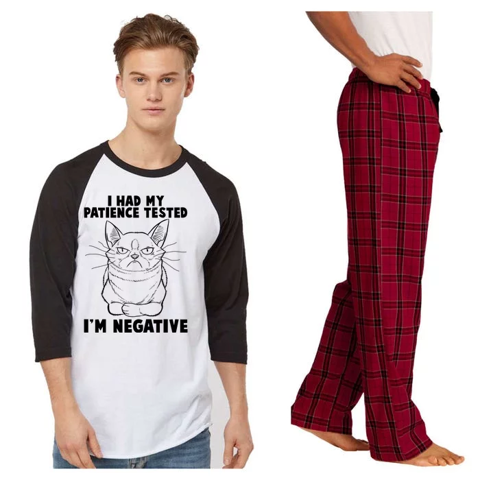 Funny Cat I Had My Patience Tested I'm Negative Raglan Sleeve Pajama Set