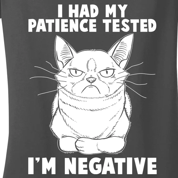 Funny Cat I Had My Patience Tested I'm Negative Women's V-Neck T-Shirt