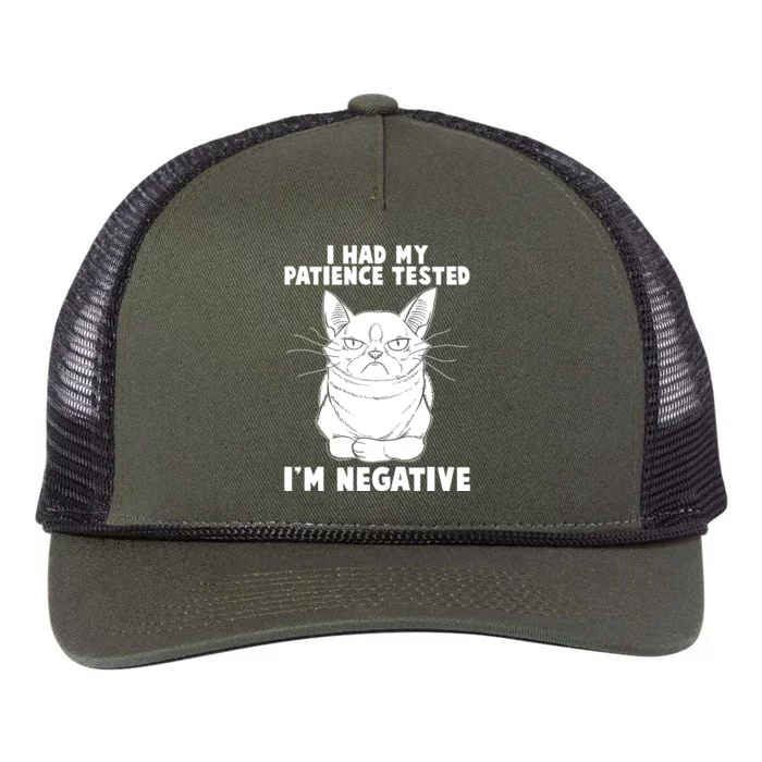 Funny Cat I Had My Patience Tested I'm Negative Retro Rope Trucker Hat Cap