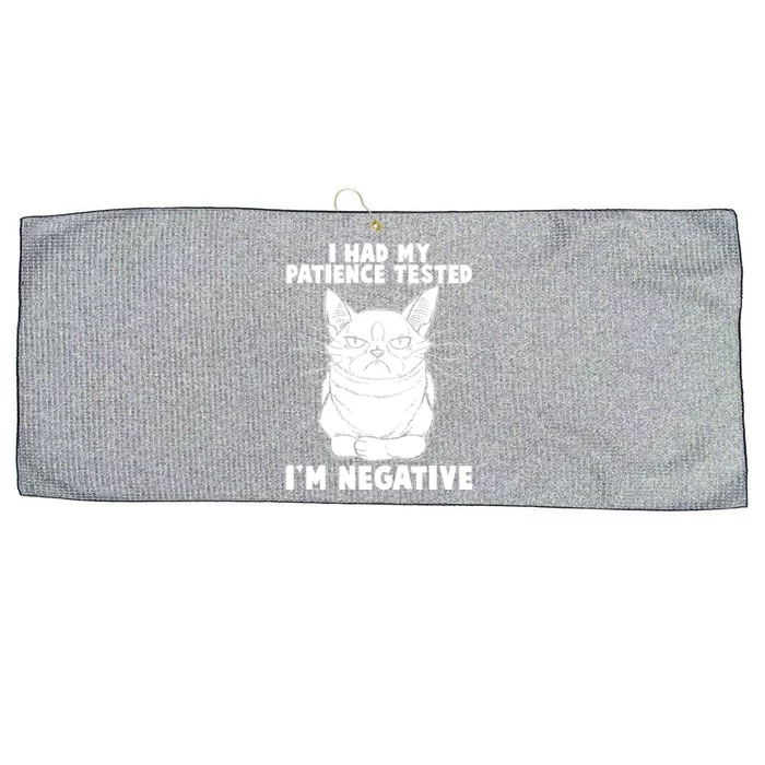 Funny Cat I Had My Patience Tested I'm Negative Large Microfiber Waffle Golf Towel