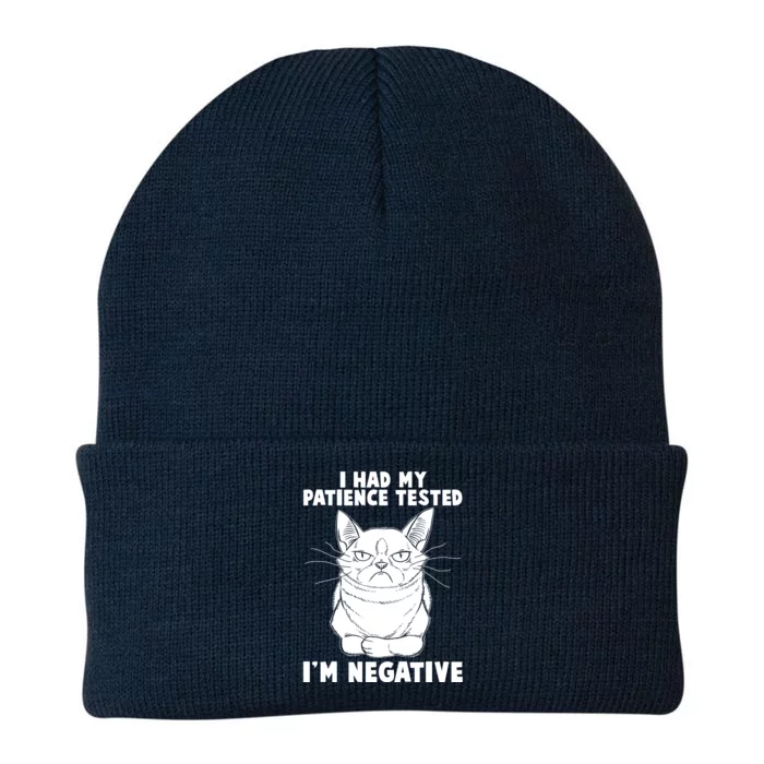 Funny Cat I Had My Patience Tested I'm Negative Knit Cap Winter Beanie