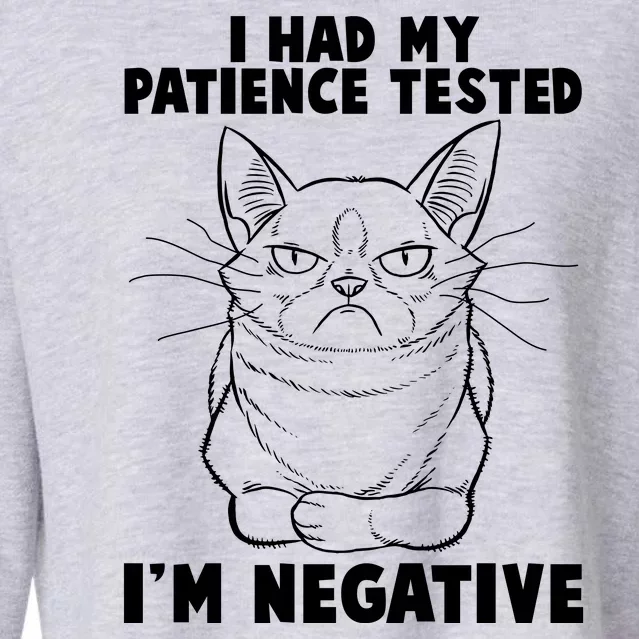 Funny Cat I Had My Patience Tested I'm Negative Cropped Pullover Crew