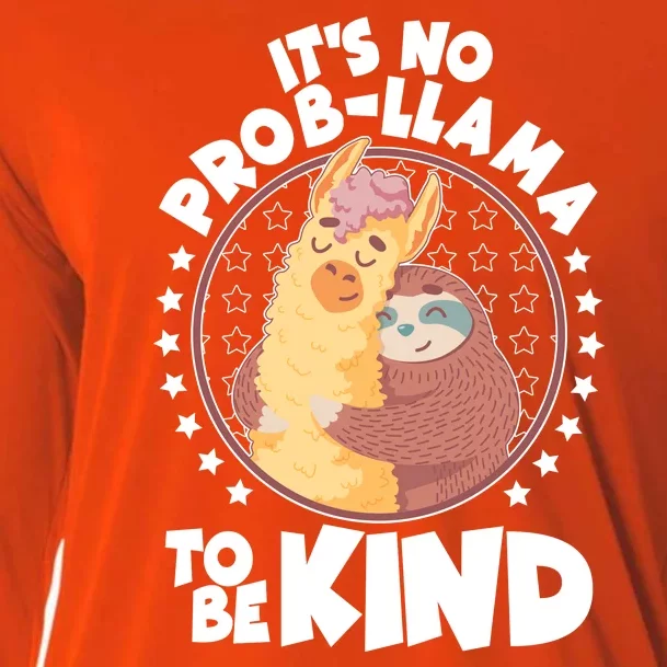 Funny Cute It's No ProbLlama To Be Kind Cooling Performance Long Sleeve Crew