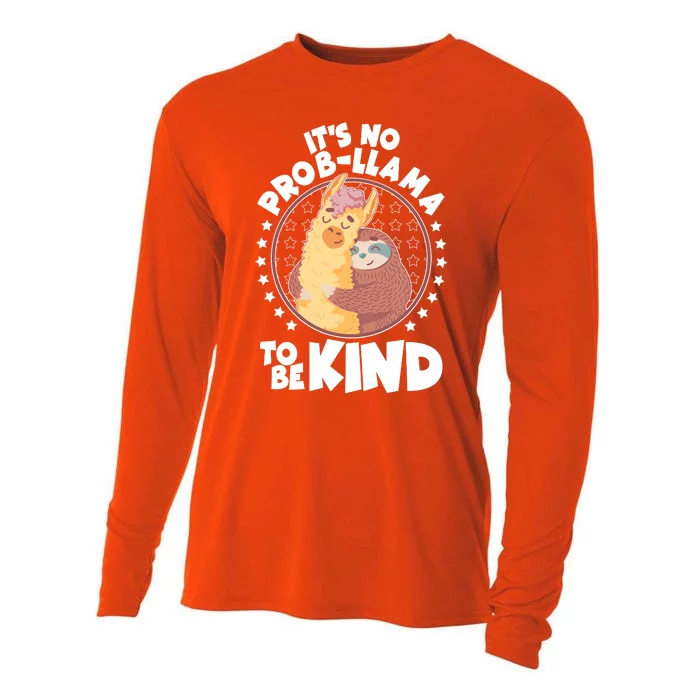 Funny Cute It's No ProbLlama To Be Kind Cooling Performance Long Sleeve Crew