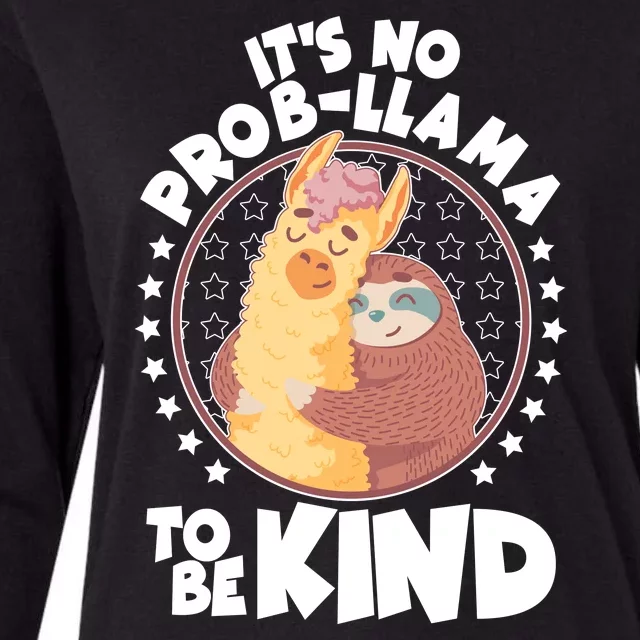 Funny Cute It's No ProbLlama To Be Kind Womens Cotton Relaxed Long Sleeve T-Shirt