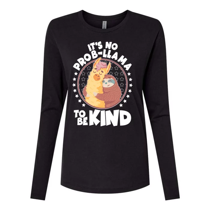 Funny Cute It's No ProbLlama To Be Kind Womens Cotton Relaxed Long Sleeve T-Shirt