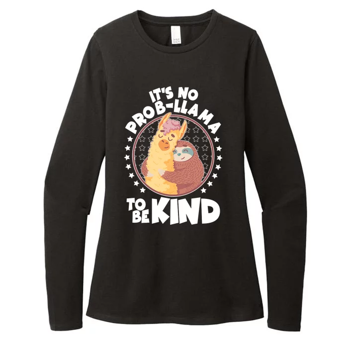 Funny Cute It's No ProbLlama To Be Kind Womens CVC Long Sleeve Shirt