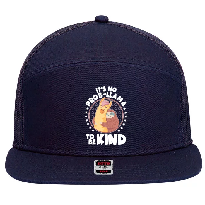 Funny Cute It's No ProbLlama To Be Kind 7 Panel Mesh Trucker Snapback Hat