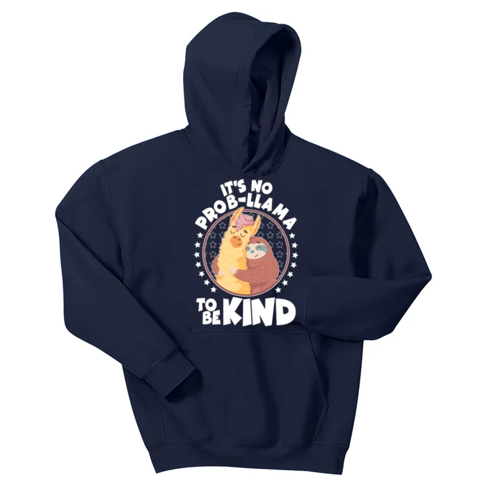 Funny Cute It's No ProbLlama To Be Kind Kids Hoodie