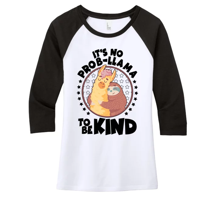 Funny Cute It's No ProbLlama To Be Kind Women's Tri-Blend 3/4-Sleeve Raglan Shirt